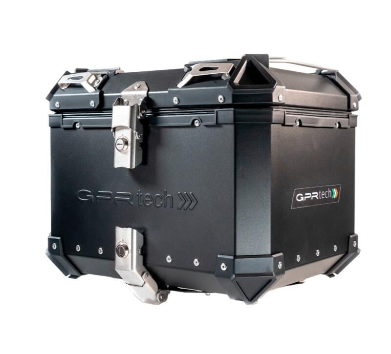 Top Case UNIVERSEL - 45 L - Aluminium Noir avec dosseret - Vue 2