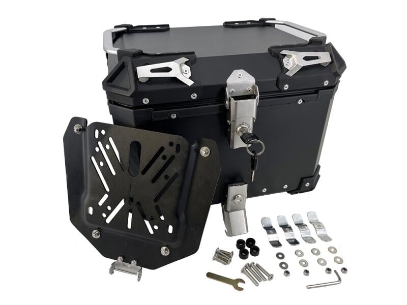 Top Case UNIVERSEL - 45 L - Aluminium Noir avec dosseret - Vue 21