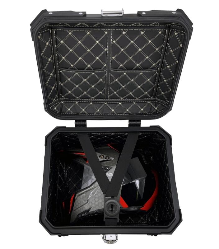 Top Case UNIVERSEL  - 45 L - Aluminium Noir avec dosseret